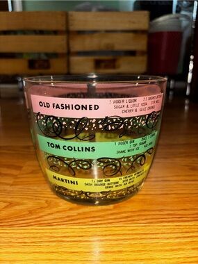 Vintage Hazel AtlasCocktail Recipe ice bucket- Pink, Green, Yellow